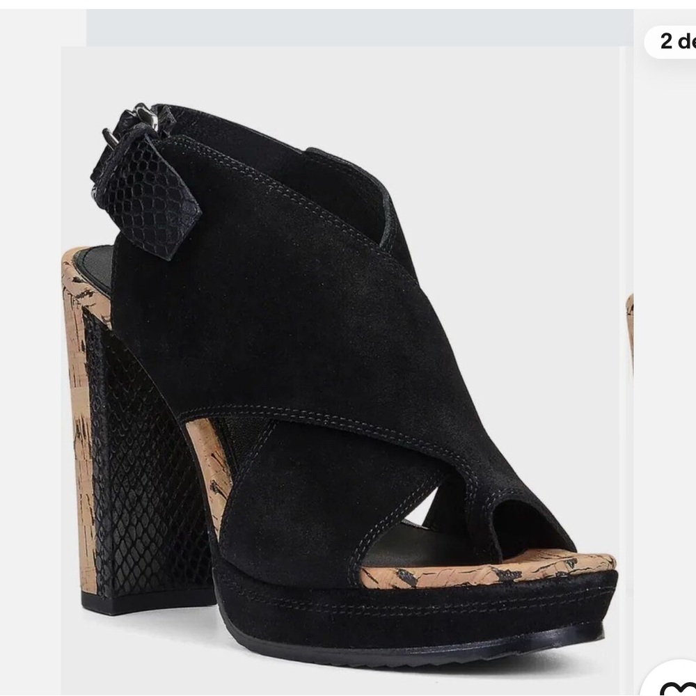 Black Suede Women's Heeled Sandals